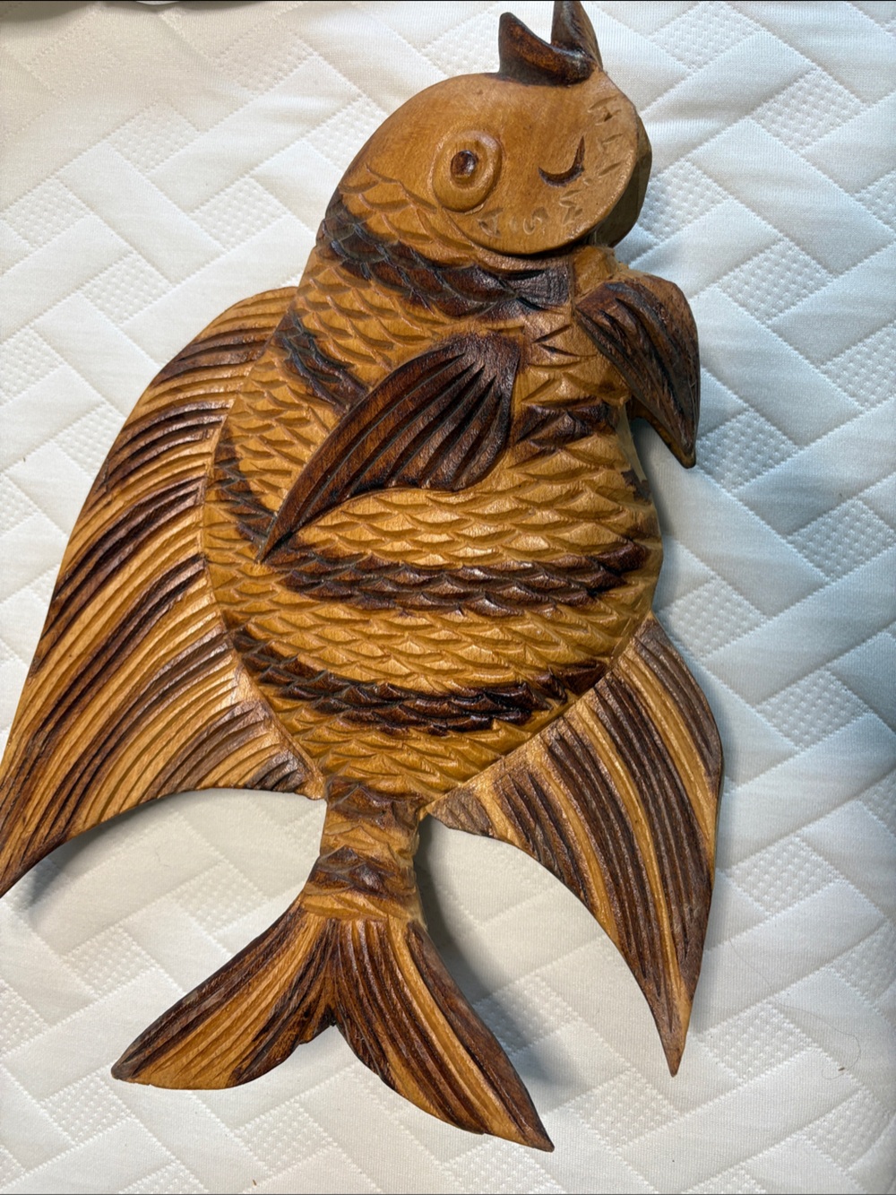 Jamaican Hand-Carved Wooden Fish Wall Art - Natural Brown